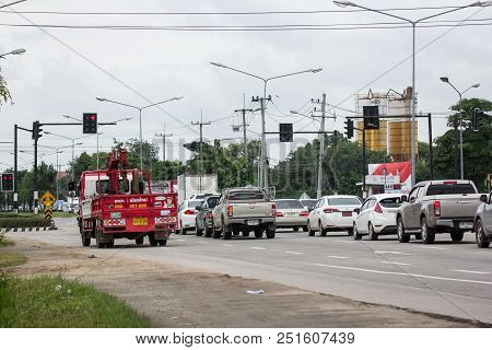 Car And Traffic On Highway Road Near Juction.