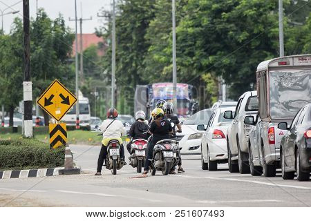 Car And Traffic On Highway Road Near Juction.