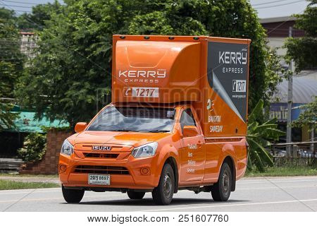 Chiangmai, Thailand - July  23 2018: Kerry Logistic Container Pickup Truck.   Photo At Road No 121 A