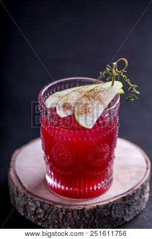 Сurrant Cocktail  With Apple In A Glass