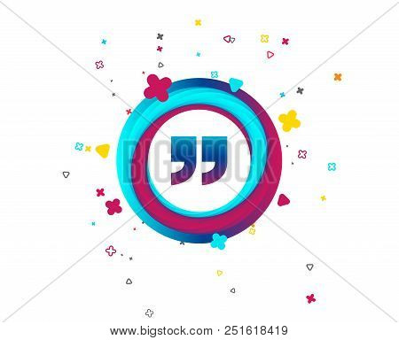 Quote Sign Icon. Quotation Mark Symbol. Double Quotes At The End Of Words. Colorful Button With Icon
