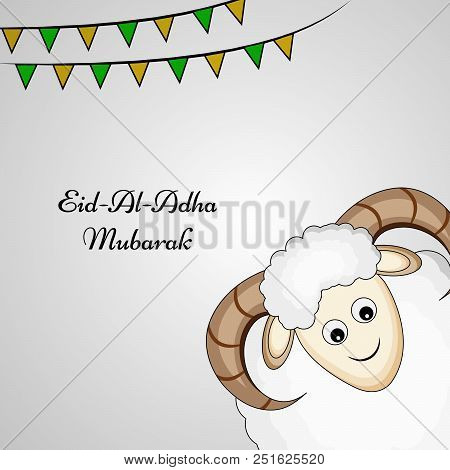 Illustration Of Goat With Eid Al Adha Mubarak Text On The Occasion Of Muslim Festival Eid