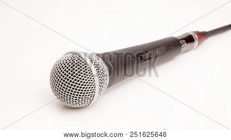 Microphone Connected Cable Isolated On White Background