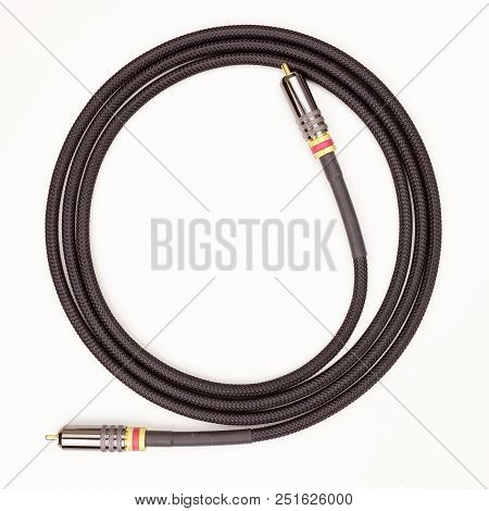 Audio / Video Cable With Gold-plated Connectors Isolated White Background