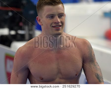 Budapest, Hungary - Jul 25, 2017. Competitive Swimmer Peaty Adam (gbr) Swimming Breastroke. Fina Swi