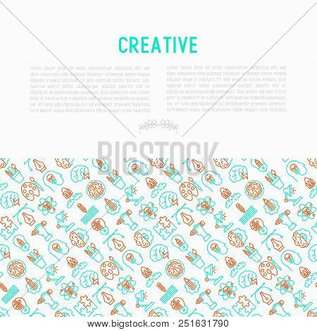 Creative Concept With Thin Line Icons: Generation Of Idea, Start Up, Brief, Brainstorming, Puzzle, C