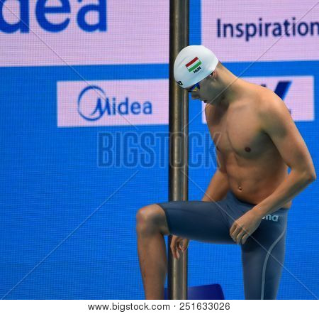 Budapest, Hungary - Jul 25, 2017. Competitive Swimmer Kenderesi Tamas (hun) Swimming Butterfly. Fina