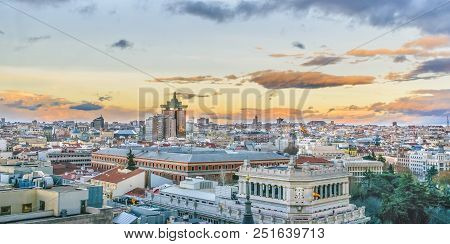 Aerial View Madrid Cityscape