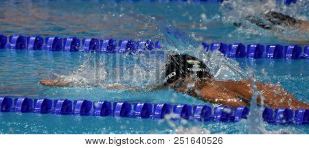 Budapest, Hungary - Jul 25, 2017. Competitive Swimmer Gyurta Gergely (hun) Swimming 800m Freestyle. 