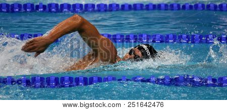 Budapest, Hungary - Jul 25, 2017. Competitive Swimmer Gyurta Gergely (hun) Swimming 800m Freestyle. 