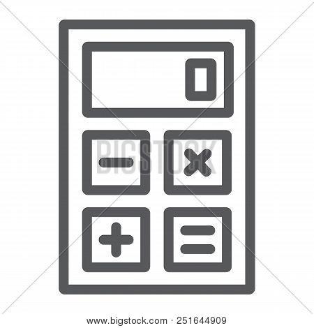 Calculator Line Icon, Office And Work, Electronic Sign, Vector Graphics, A Linear Pattern On A White