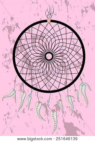 Dream Catcher Boho Native American Indian Talisman Dreamcatcher. Clothes Ethnic Tribal Design. Magic