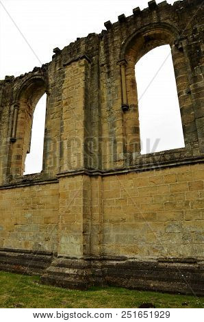 A View Of The Ruins Of The Medieval Byland Abbey In North Yorkshire