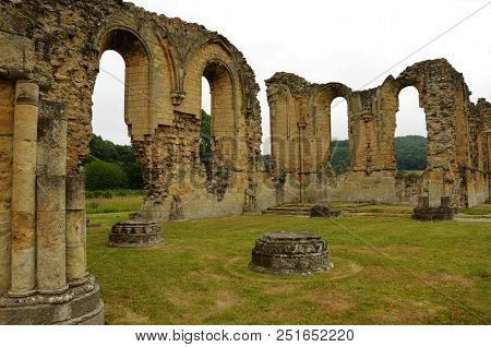 A View Of The Ruins Of The Medieval Byland Abbey In North Yorkshire
