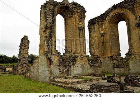 A View Of The Ruins Of The Medieval Byland Abbey In North Yorkshire
