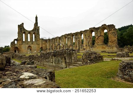 A View Of The Ruins Of The Medieval Byland Abbey In North Yorkshire