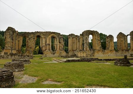 A View Of The Ruins Of The Medieval Byland Abbey In North Yorkshire