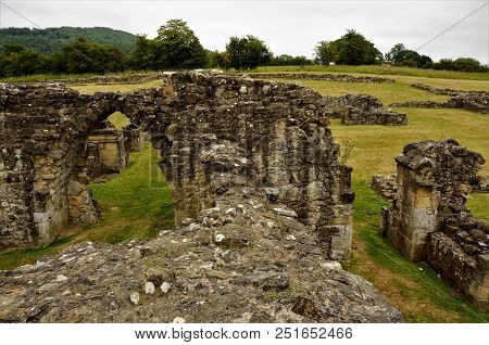 A View Of The Ruins Of The Medieval Byland Abbey In North Yorkshire