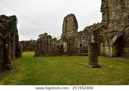 A View Of The Ruins Of The Medieval Byland Abbey In North Yorkshire