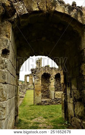 A View Of The Ruins Of The Medieval Byland Abbey In North Yorkshire