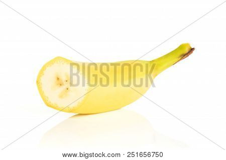 One Half Of Fresh Yellow Banana Isolated On White Background