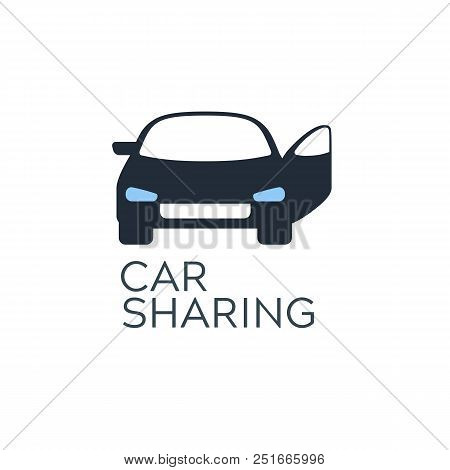 Car Sharing Service Icon Design Concept. Carsharing Renting Car Mobile App Logo Template. Rental Car