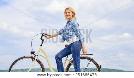 Girl Ride Cruiser Model Bicycle. Healthiest Most Environmentally Friendly And Most Satisfying Forms 