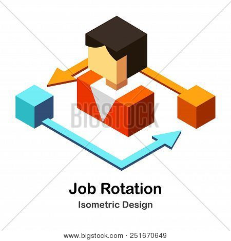 Illustration People With Rotation Symbol In Isometric View