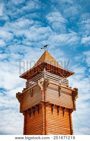 Wooden Tower Built Of Logs