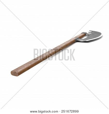 Bardiche Long Poleaxe Weapon On White. 3d Illustration