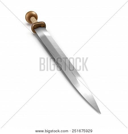 Roman Battle Gladius Sword On White Background. 3d Illustration