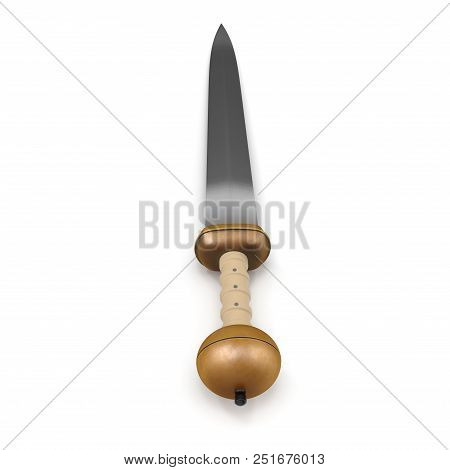 Roman Battle Gladius Sword On White Background. 3d Illustration