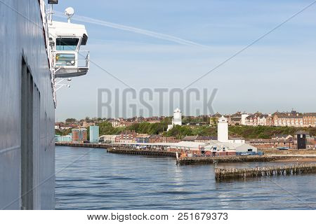 Ferry From Ijmuiden In The Netherlands Arriving In Harbor Newcastle