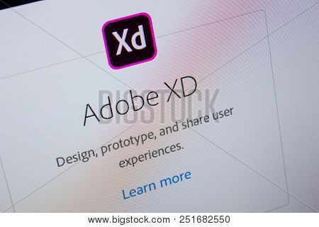 Ryazan, Russia - July 11, 2018: Adobe Xd, Software Logo On The Official Website Of Adobe