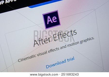 Ryazan, Russia - July 11, 2018: Adobe After Effects, Software Logo On The Official Website Of Adobe
