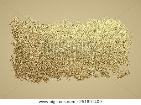 Gold Paint Stroke. Abstract Gold Glittering Textured Art Illustration. Hand Drawn Brush Stroke Desig