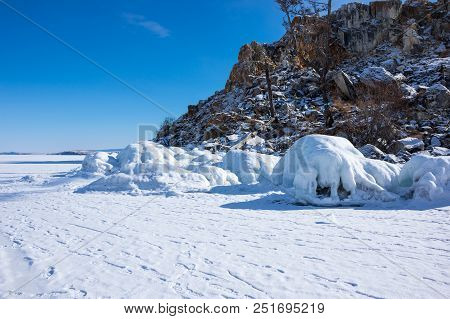 View Of Lake Baikal In Winter, The Deepest And Largest Freshwater Lake By Volume In The World, Locat