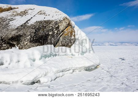 View Of Lake Baikal In Winter, The Deepest And Largest Freshwater Lake By Volume In The World, Locat