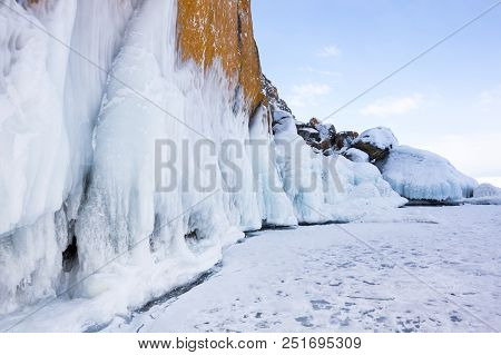 View Of Lake Baikal In Winter, The Deepest And Largest Freshwater Lake By Volume In The World, Locat