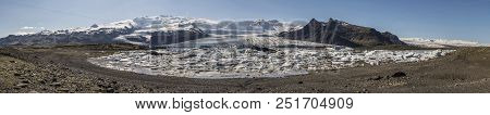 Panoramic View Of Fjallsárlón Glacier Lagoon In Iceland.