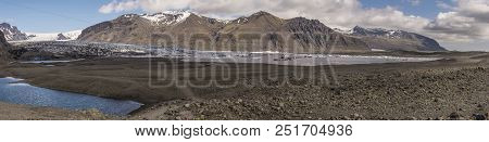 Panoramic View Of Skaftafellsjökull Glacier In Iceland.