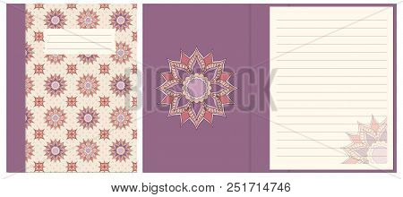 Colorful Cover Design With Mandala Boho Hand Drawn Pattern For Decorate Notebook, Sketchbook, Copybo