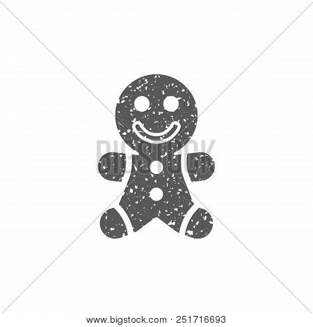 Gingerman Icon In Grunge Texture. Vintage Style Vector Illustration.