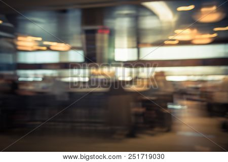 Abstract Blurred People Dining In At Airport Sport Bar