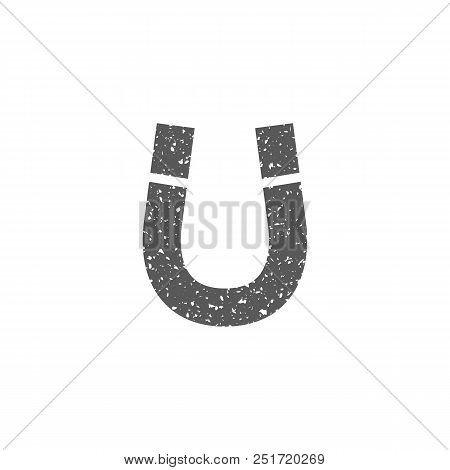 Magnet Icon In Grunge Texture. Vintage Style Vector Illustration.