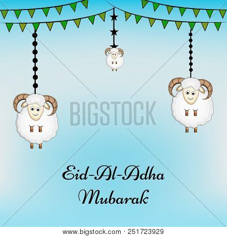 Illustration Of Goat With Eid Al Adha Mubarak Text On The Occasion Of Muslim Festival Eid