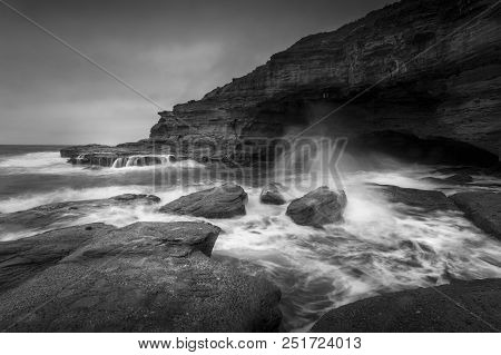 Moodl Clouds, Seamist, Windy Rain And A Rock Channel With Ocean Flows