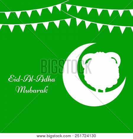 Illustration Of Face Of Goat And Moon With Eid Al Adha Mubarak Text On The Occasion Of Muslim Festiv