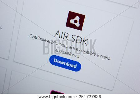 Ryazan, Russia - July 11, 2018: Adobe Air Sdk, Software Logo On The Official Website Of Adobe