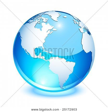 Terra di cristallo blu mostrando nord e Sud America